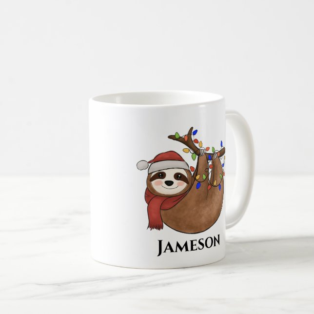 Caneca De Café Bonita Engraçada Lama de Natal Leve Coffee Mug (Frente Esquerda)