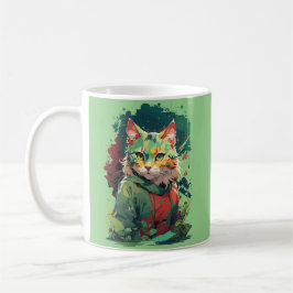 Caneca De Café Bonita Fantasia - Design de Gato de Corte de Cor