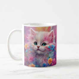 Caneca De Café Bonita Gato Branco Fluffy