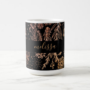 Caneca De Café Bonita Girly Rosa Dourada Floral
