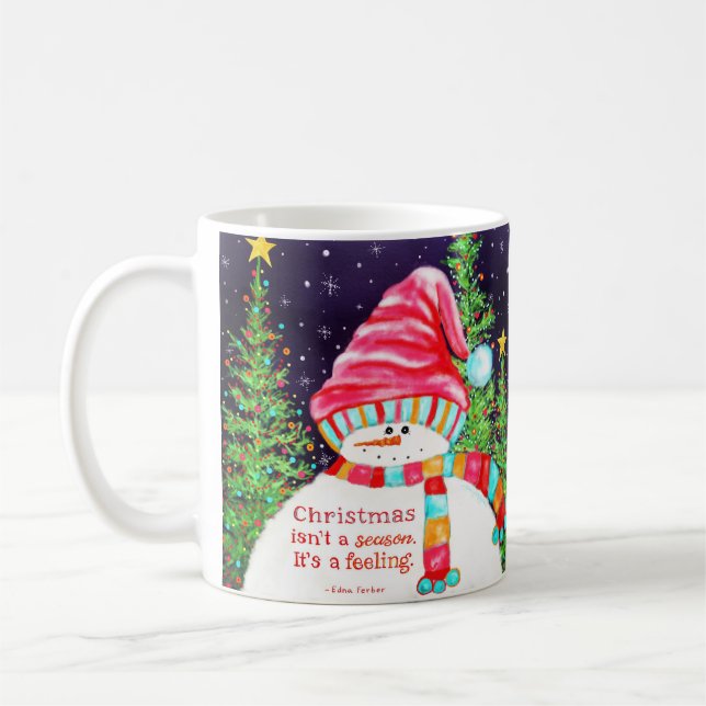 Caneca De Café Bonita Girly Snowman Inspirivência de Natal (Esquerda)