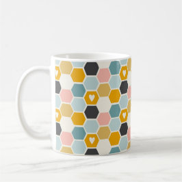 Caneca De Café Bonita Honeycomb Feliz Abelha Engraçada Padrão de