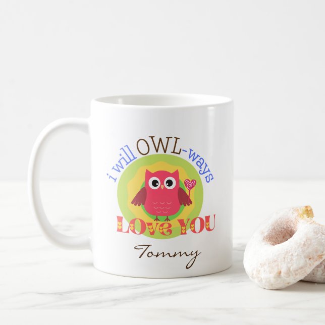 Caneca De Café Bonita " I Will Owl-ways Love You" Coffee Mug (Com Donut)