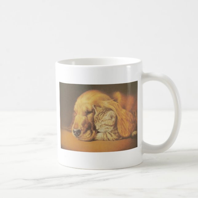 Caneca De Café Bonita Impressão de Arte de Cachorro e Gato Incrív (Direita)