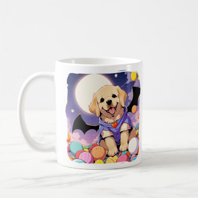 Caneca De Café Bonita Labrador Retriever com doce de halloween (Esquerda)