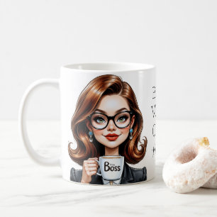 Caneca De Café Bonita Lady Boss Vestindo Óculos