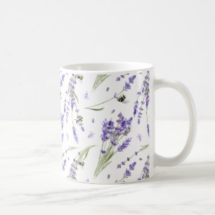 Caneca De Café Bonita Lavanda Abelhas Floral