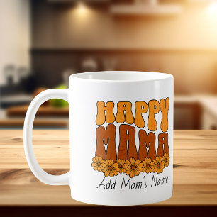 Caneca De Café Bonita Mama Feliz Dourada e Coffee Mug