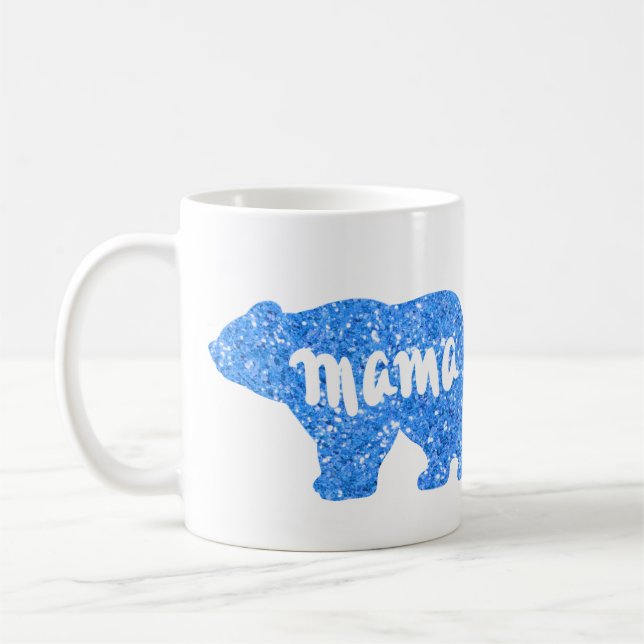 Caneca De Café Bonita Mama tem design de brilho azul para ela (Esquerda)