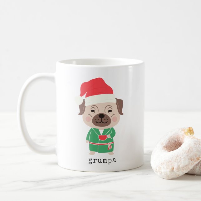 Caneca De Café Bonita manhã de Natal Café Buldogue Grumpa (Com Donut)
