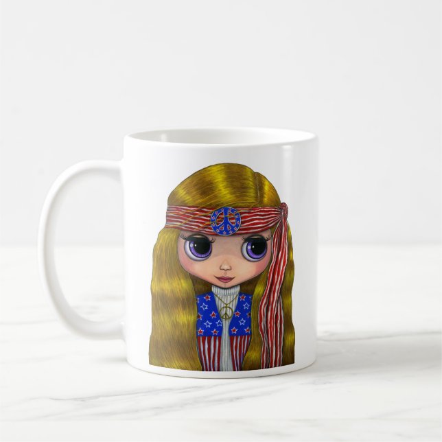Caneca De Café Bonita Menina de Hippie Americana Bonita Boneca de (Esquerda)