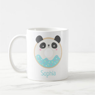 Caneca De Café Bonita Menina Kawaii Panda Bear Rosquinha Nome Mug