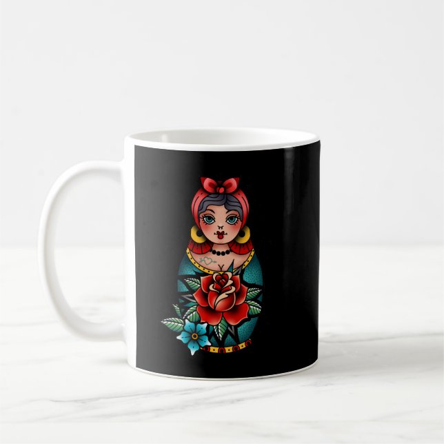 Caneca De Café Bonita Menina Russa Matryo (Esquerda)