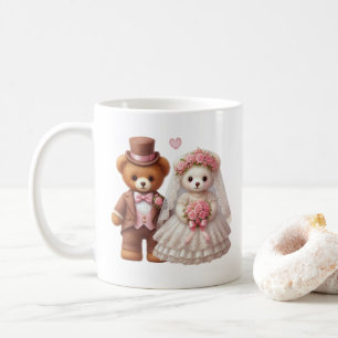 Caneca De Café Bonita Noiva De Urso De Teddy E Casamento De Noite