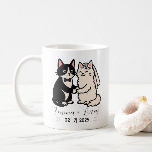 Caneca De Café Bonita noiva e noiva, nome personalizado casamento