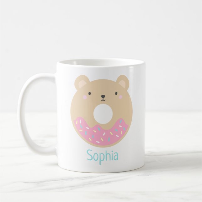 Caneca De Café Bonita Rapariga Kawaii Bear Rosquinha Nome Mug (Esquerda)