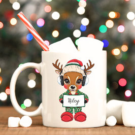 Caneca De Café Bonita Rapariga Reindeer Feriado Mug