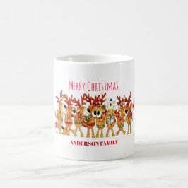 Caneca De Café Bonita Reindeer De Natal Que Cantam