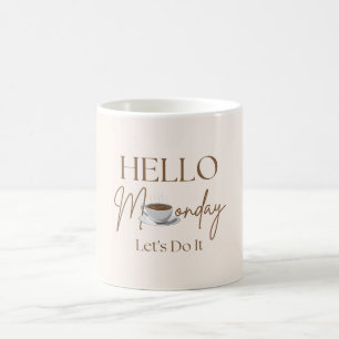Caneca De Café Bonita Segunda-feira Pastel Cream Beige