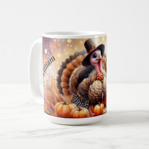 Caneca De Café Bonita Turquia Pergrim Hat Pumpkins Corn Ação de G