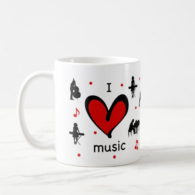 Caneca De Café Bonito Adoro Música (Esquerda)