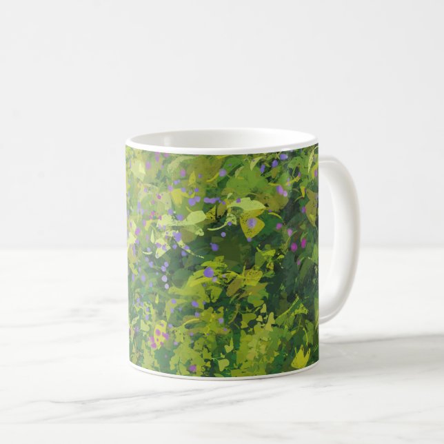 Caneca De Café Bonito Aquarela Pintura Gráfica Bush Floral (Frente Esquerda)