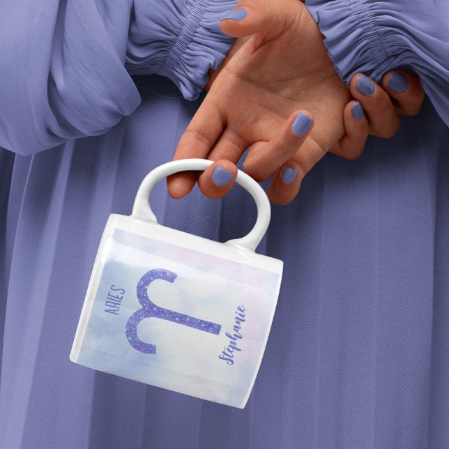 Caneca De Café Bonito Aries - Sinal de astrologia - Roxo Personal (Criador carregado)