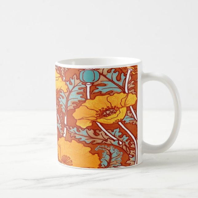 Caneca De Café Bonito Art Nouveau Orange Poppy (Direita)