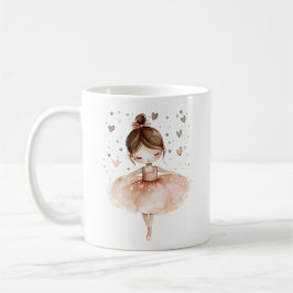 Caneca De Café Bonito Ballerina Balé Dança Amor Corações Aquarela