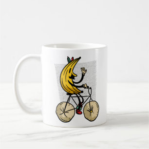 Caneca De Café Bonito Banana Retro Andando de Bicicleta Estética 