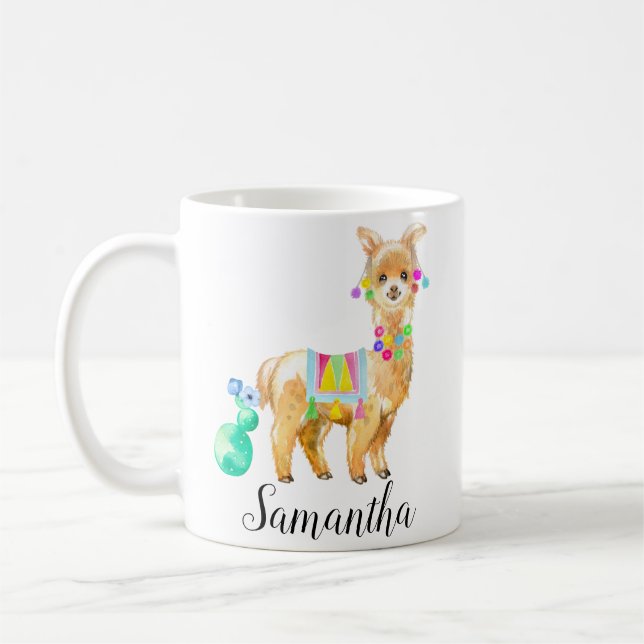 Caneca De Café Bonito Bebê Llama Personalizado (Esquerda)