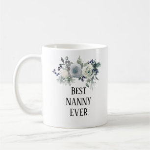 Caneca De Café Bonito Blue Flor Best Nanny
