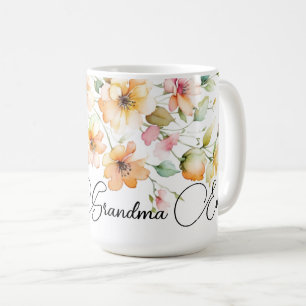 Caneca De Café Bonito Boho Orange Watercolor Vovó de flor selvage