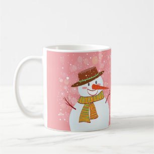 Caneca De Café Bonito boneco de desenho em neve em uma queda de n
