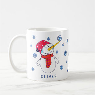 Caneca De Café Bonito boneco de neve com crianças desenhando flo