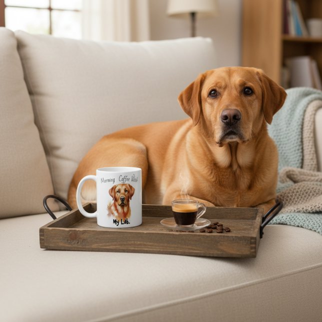 Caneca De Café Bonito Café BROWNS com meu labrador. (Criador carregado)