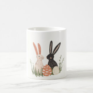 Caneca De Café Bonito Cama de Ilustração Coelho Dois