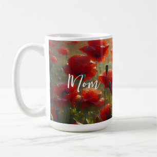 Caneca De Café Bonito Campo Vermelho Poppy no Dia de Verão