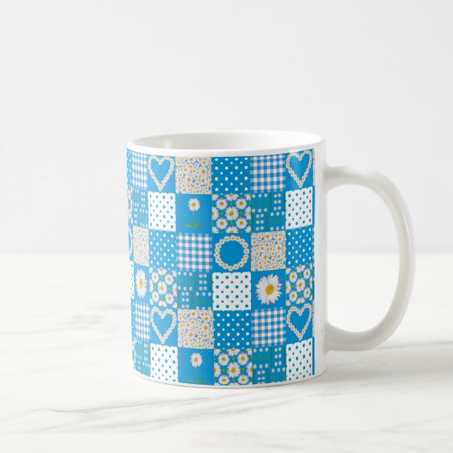 Caneca De Café Bonito Coffee Mug: Daisychains, Faux Patchwork (Direita)
