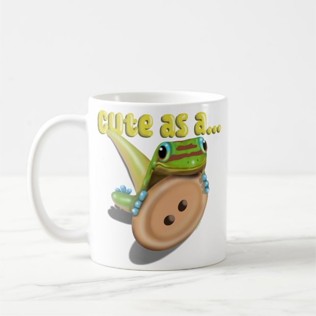 Caneca De Café Bonito como um Botão - GECKO (Esquerda)