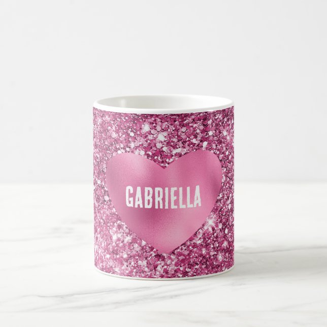Caneca De Café Bonito Coração de Glama Rosa (Centro)