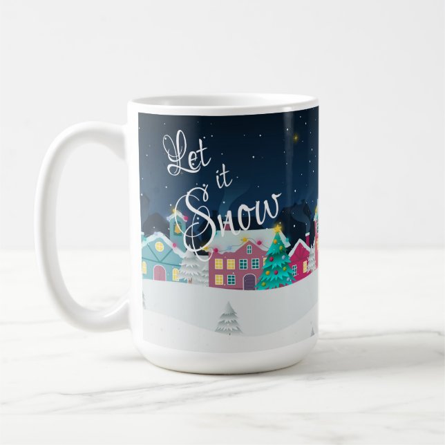Caneca De Café Bonito Deixe-o Neve Paisagem Natal (Esquerda)