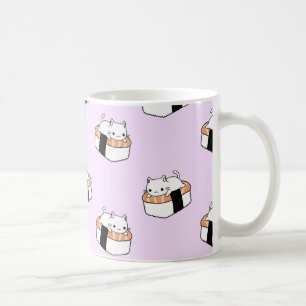 Caneca de café bonito do gato do sushi