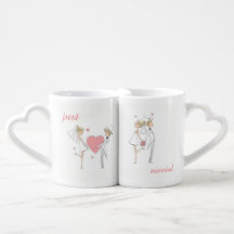 caneca de café bonito dos amantes do recem casados