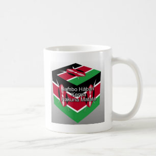 Caneca De Café Bonito e adorável cubo de bandeira queniano com sa