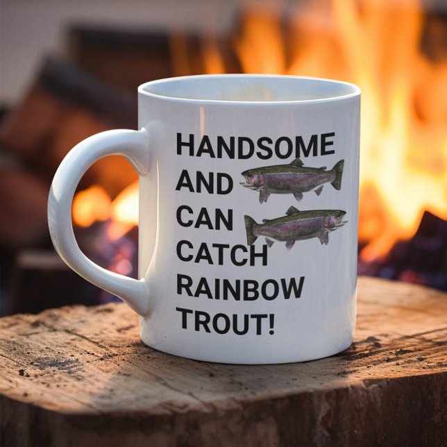 Caneca De Café Bonito e Capaz de Capturar Truta Arco-Íris (Funny Rainbow Trout Fishing Mug. Fishing gifts for fly fishing stream fishing, lakes.)