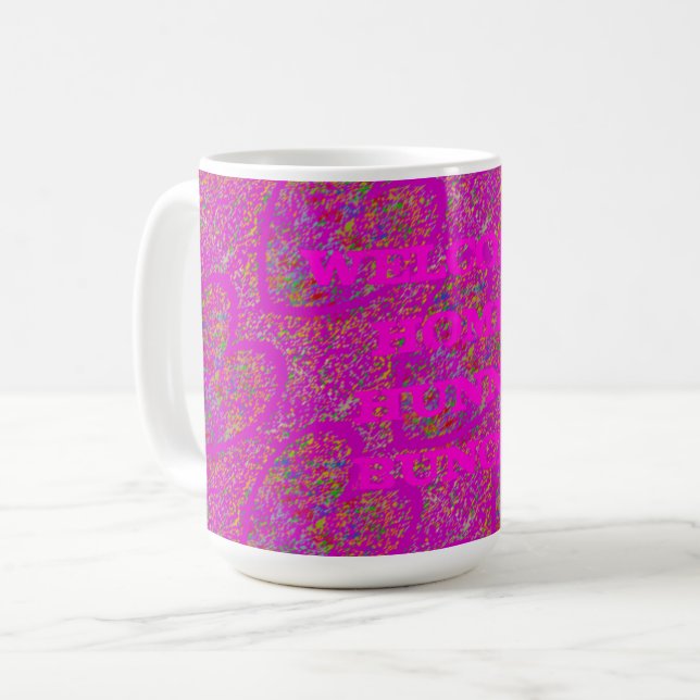 Caneca De Café Bonito e ensolarada, cor-de-rosa, (Frente Esquerda)