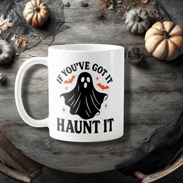Caneca De Café Bonito e Reservado, Fantasma de Halloween, Morcego (Criador carregado)