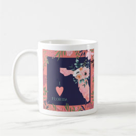 Caneca De Café Bonito Floral I Love Florida State Map