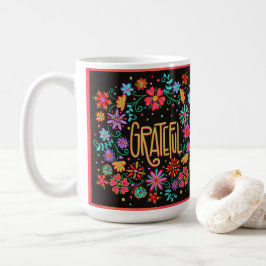 Caneca De Café Bonito Floral Preto Inspirado Grateful